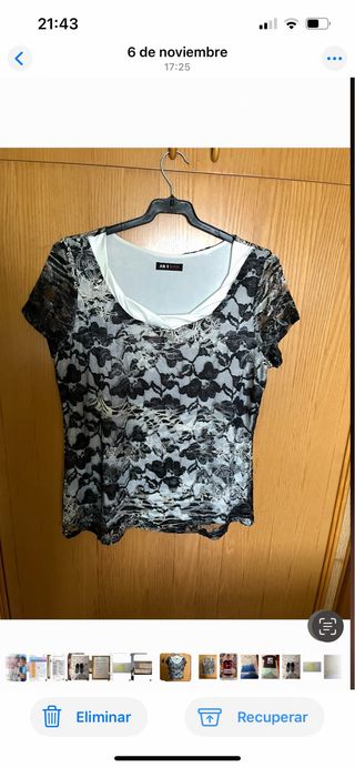 Blusa de encaje negro talla 48