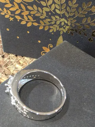 Anillo Sello Circón Ajustable Plata