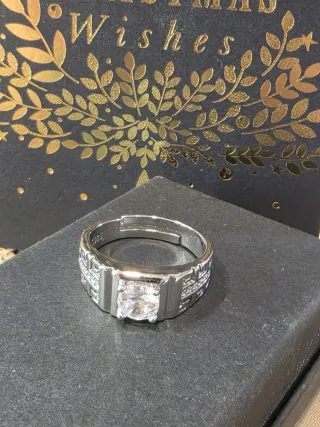 Anillo Sello Circón Ajustable Plata