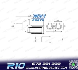 COLA ESCAPE DOBLE OVALADA ACERO INOX