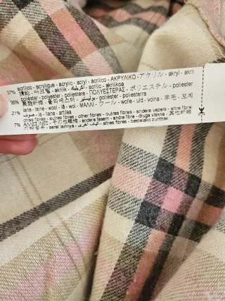 Sobrecamisa Zara cuadros beige y rosa