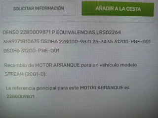 Motor de arranque Honda Stream 2.0 G