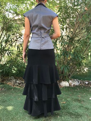 Falda larga volantes negra