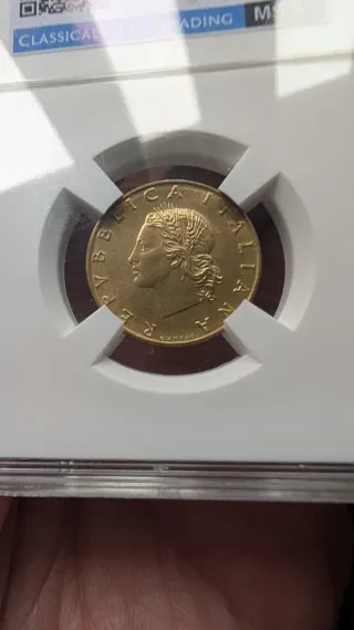 Moneda 20 Liras Italia 1957 Certificada