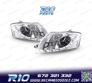 FAROS AUDI TT 98-05 LUZ DIURNA LED FONDO CROMO