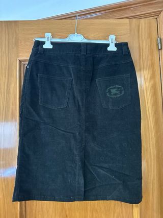 Falda Burberry Negra Corduroy Talla M