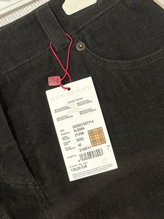 Falda Burberry Negra Corduroy Talla M