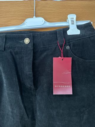 Falda Burberry Negra Corduroy Talla M