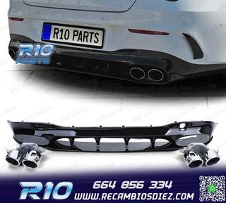 DIFUSOR MERCEDES CLA C118 19- LOOK AMG NEGRO BRILLO + COLAS