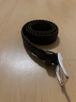 Cinturón Massimo Dutti trenzado piel marrón 100cm