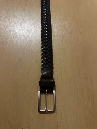 Cinturón Massimo Dutti trenzado piel marrón 100cm