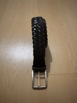 Cinturón Massimo Dutti trenzado piel marrón 100cm