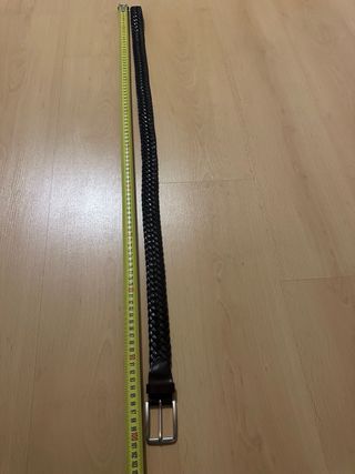 Cinturón Massimo Dutti trenzado piel marrón 100cm