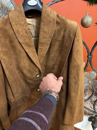 Giacca blazer donna in  pelle scamosciata vintage