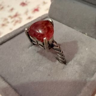 Anillo Cuarzo Fresa Plata 925 Ajustable