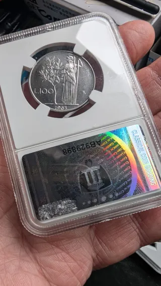 Moneda Italia 100 Lire República MS63