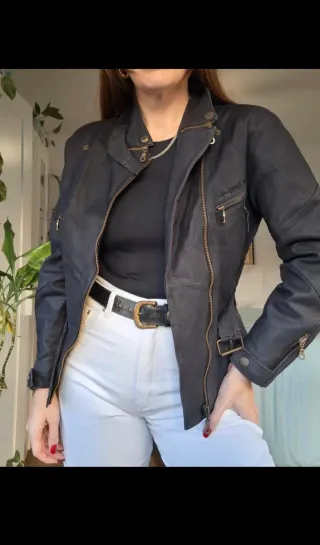 Chaqueta Cuero Moto Held Negra Mujer