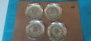 4 Bandejas Antiguas Baño Plata