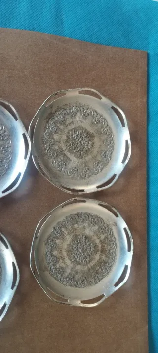 4 Bandejas Antiguas Baño Plata