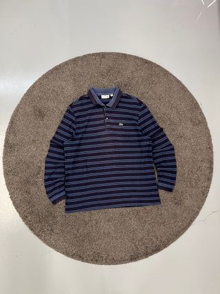 Polo Lacoste Manga Larga US XXL Azul Rayas