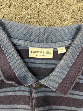 Polo Lacoste Manga Larga US XXL Azul Rayas