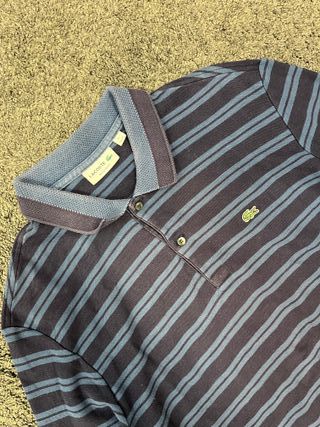 Polo Lacoste Manga Larga US XXL Azul Rayas