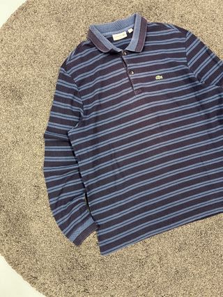 Polo Lacoste Manga Larga US XXL Azul Rayas