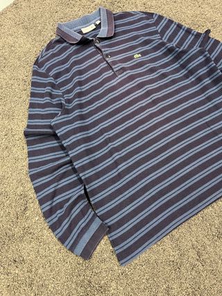 Polo Lacoste Manga Larga US XXL Azul Rayas