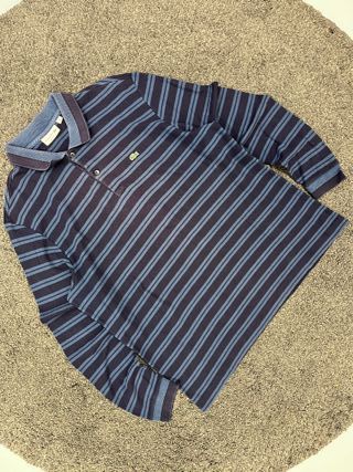 Polo Lacoste Manga Larga US XXL Azul Rayas