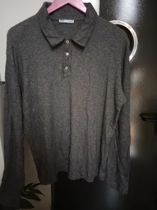 Jersey Zara Hombre Talla 42 Gris Manga Larga