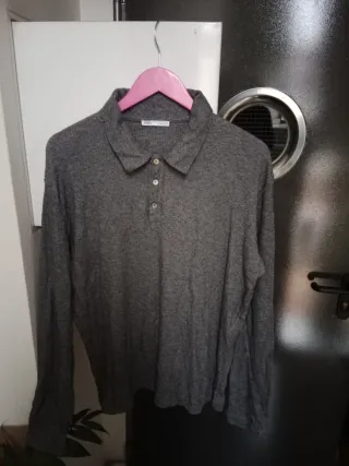 Jersey Zara Hombre Talla 42 Gris Manga Larga