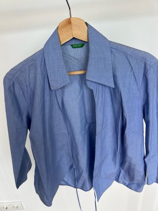 Camisa Benetton Azul Manga Larga