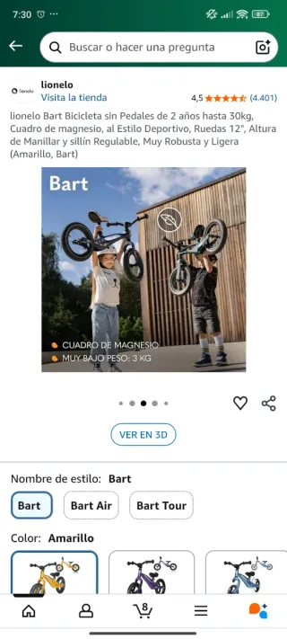 Bicicleta sin pedales Lionelo Bart