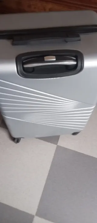 Maleta plateada con diseño