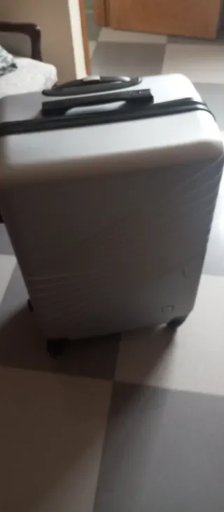 Maleta plateada con diseño