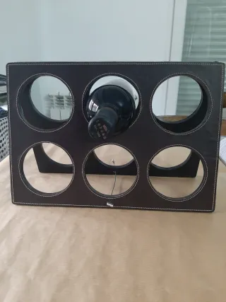 Botellero plegable polipiel marrón 6 botellas