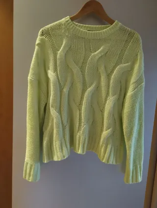 Jersey punto trenzado verde-amarillo