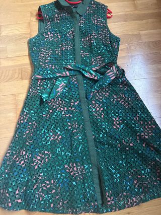 Vestido Cortefiel Talla M Verde Estampado