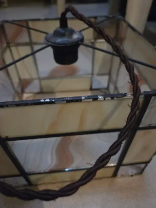 Lámpara colgante de cristal y metal