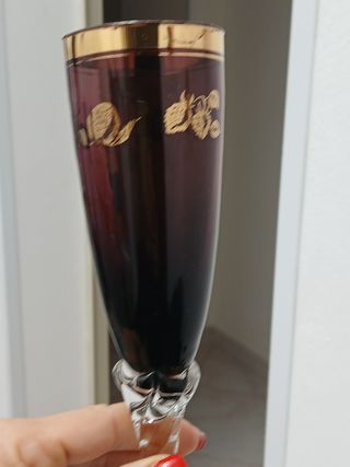 Set 6 Bicchieri Murano Vintage Oro Rosso