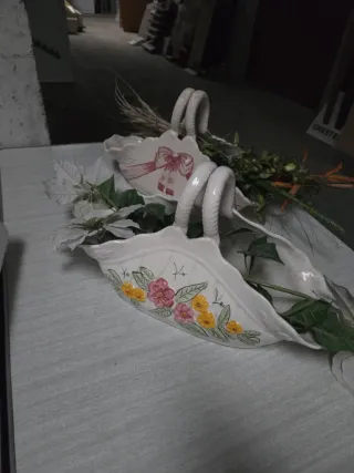 2 Jarrones Decorativos Cerámica Flores