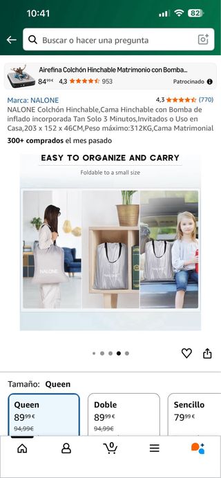 Colchón Hinchable Nalone Matrimonio con Bomba