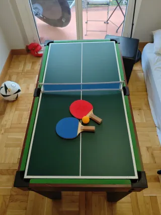 Futbolín, ping pong, billar, hockey infantil 4 en1