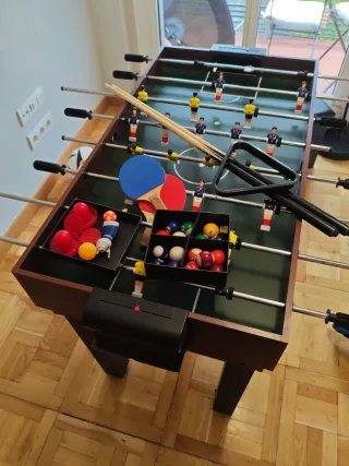 Futbolín, ping pong, billar, hockey infantil 4 en1