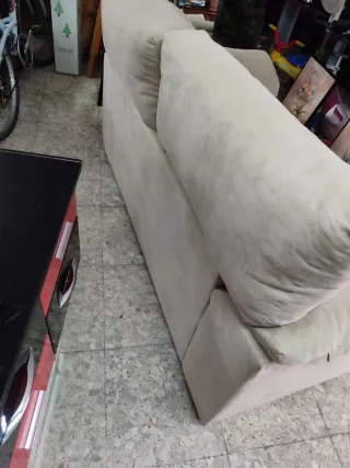 Sofá cama beige de ante