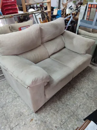 Sofá cama beige de ante