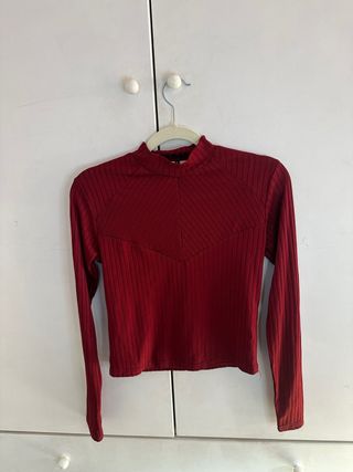 Top Burdeos Manga Larga