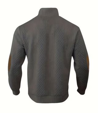 Jersey gris cuello alto botones jacquard