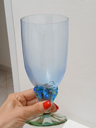 Coppia Calici Murano Vetro Blu Verde