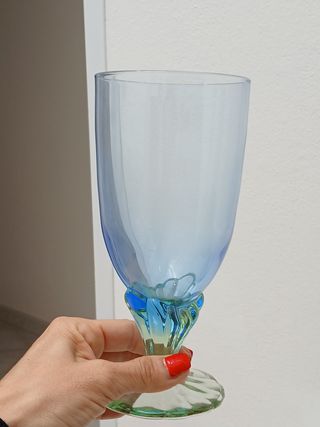 Coppia Calici Murano Vetro Blu Verde